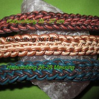 Lederhalsband petrol-dunkelbraun